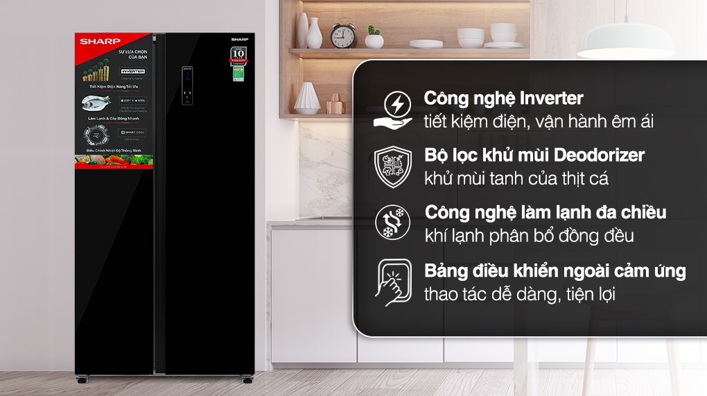 Điện Máy Thanh Hóa - Tủ Lạnh Sharp Inverter 442 Lít Side By Side SJ-SBX440VG-BK - Ảnh 15