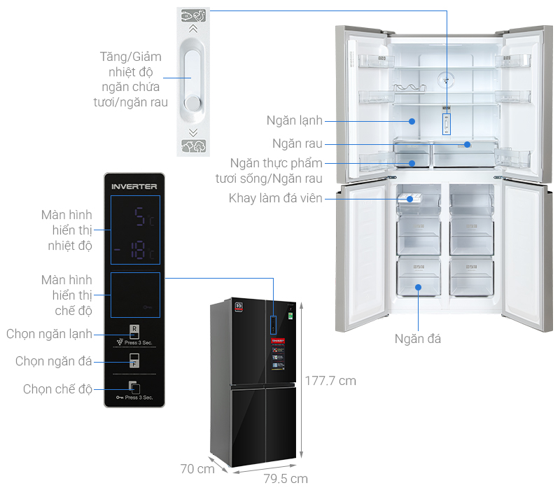 tủ lạnh sharp 4 cánh thanh hóa