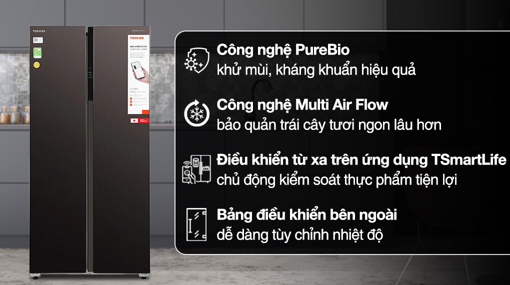Tổng Kho Điện Máy Thanh Hóa - Tủ Lạnh Toshiba Side By Side 460 Lít GR-RS600WI-PMV(37)-SG - Ảnh 14
