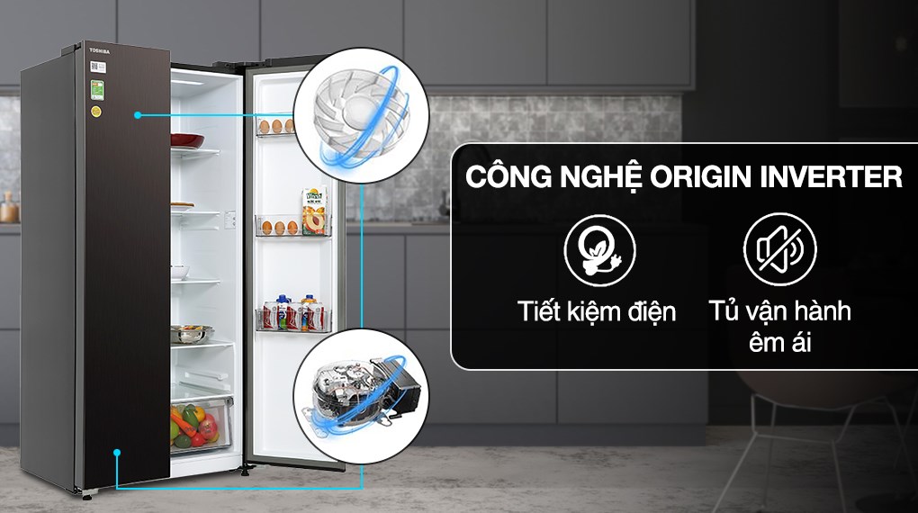 Tổng Kho Điện Máy Thanh Hóa - Tủ Lạnh Toshiba Side By Side 460 Lít GR-RS600WI-PMV(37)-SG - Ảnh 11