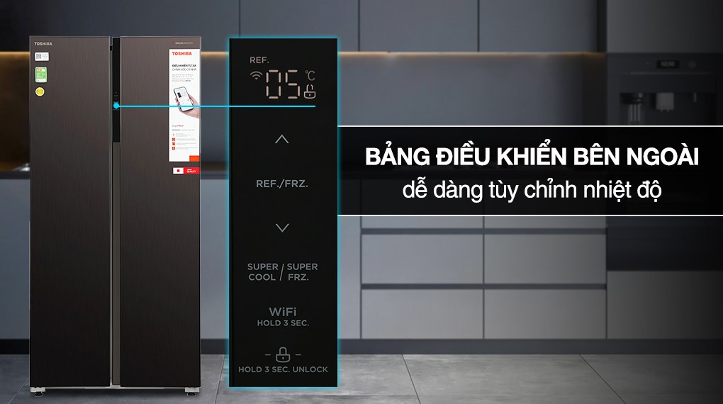 Tổng Kho Điện Máy Thanh Hóa - Tủ Lạnh Toshiba Side By Side 460 Lít GR-RS600WI-PMV(37)-SG - Ảnh 8